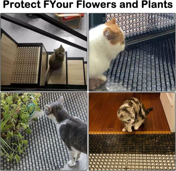 Fhiny Cat Deterrent Mat,12 Pack Cat Repellent with Spike Scat Mat for Kitten Coverage Digging Deterrent Training Network for Animals (12 Pack/8"×16") - Image 5