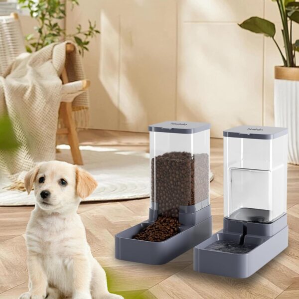 Automatic Cat Feeder and Water Dispenser with Pet Food Bowl,Gravity Food Feeder and Waterer Dispenser in Set for Small Medium Dog Puppy Kitten Rabbit Bunny Large Capacity(3.8L x 2) - Image 6