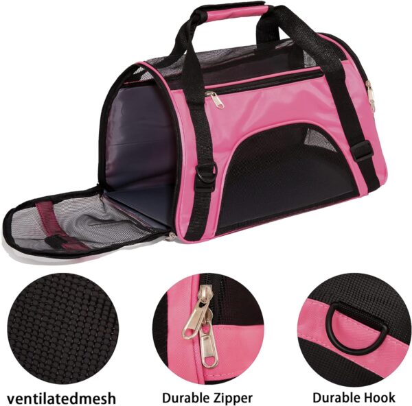 Pet Carrier Soft-Sided Carriers for Cat Carriers Dog Carrier for Small Medium Cats Dogs Puppies Pet Carrier Airline Approved up to 15 Lbs Cat Dog Pet Travel Carrier (Medium,Pink) - Image 5