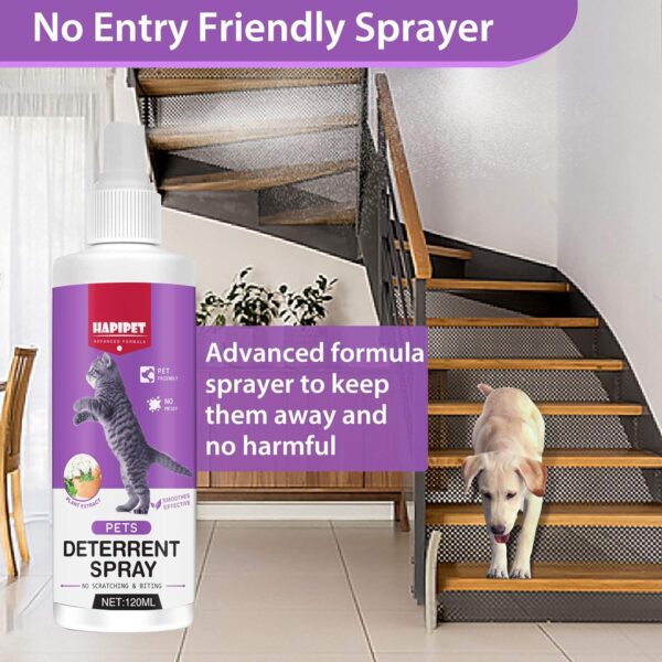 Cat Deterrent Spray, 120ML Cat Repellent Spray, Natural Cat Deterrent Indoor & Outdoor for Pet Behavior Training, Prevent Cats Scratching Furniture & Plants, Suitable for Cats & Dogs - Image 4