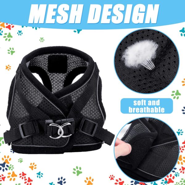 6 Pcs Small Dog Harness with Retractable Leash and Bowknot Pet Collar Set Soft Mesh Padded Vest Harness 10 FT Pet Walking Leash with Anti Slip Handle Adjustable Puppy Collar for Dog Cat (M) - Image 3