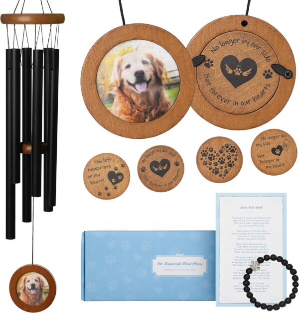 Dog Memorial Wind Chime 28" - Pet Memorial Gifts-Loss of Dog Sympathy Gift to Comfort a Friend-Dog Wind Chimes for Pet Memorial Gifts, Photo Personalized Pet Loss Gifts-Dog Remembrance Gift