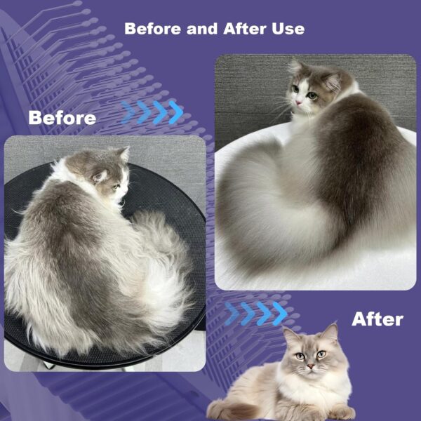 Cat brush, Cat Brush for Long or Short Haired Cats, Remove Loose Fur and Mats, Rounded Pins Reduces Painful Pulling, Not for Tangle and Curly Fur, Dark Blue - Image 6