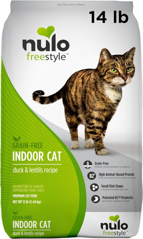 Nulo Freestyle Indoor Cat Food, Premium Grain-Free Dry Small Bite Kibble, All Natural Animal Protein Recipe with BC30 Probiotic for Digestive Health Support 14 Pound (Pack of 1)