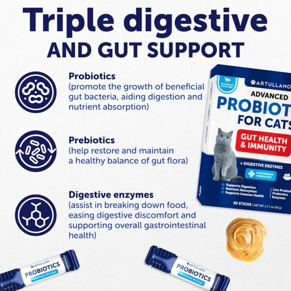 Cat Probiotics - Supports Digestion & Gut Health - Immunity Support - Nutrient Absorption - Digestive Enzymes - 30 Sticks - Image 3