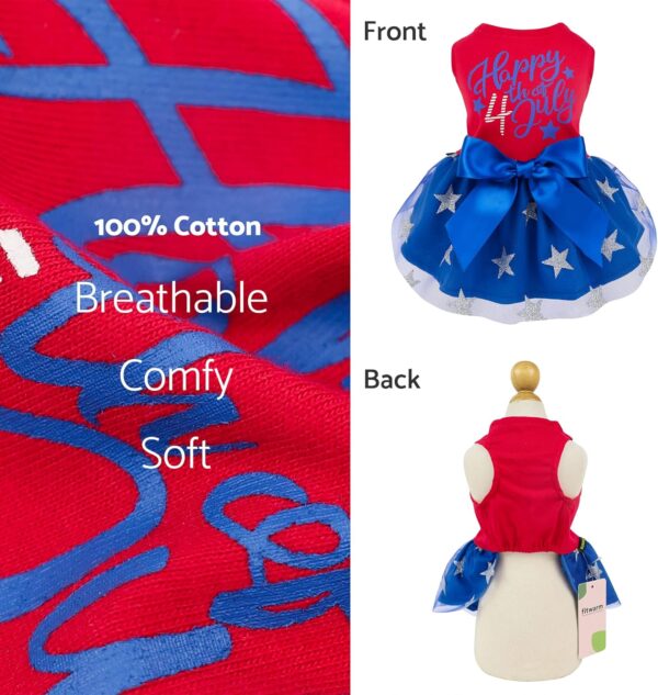 Fitwarm Happy 4th of July Dog Tulle Dress, Patriotic Dog Clothes for Small Dogs Girl, Cat Apparel, Red, Royal Blue, Large - Image 5