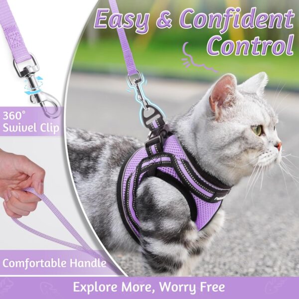 rabbitgoo Cat Harness and Leash Set for Walking Escape Proof, Adjustable Soft Kittens Vest with Reflective Strip for Cats, Comfortable Outdoor Vest, Light Purple, S - Image 6