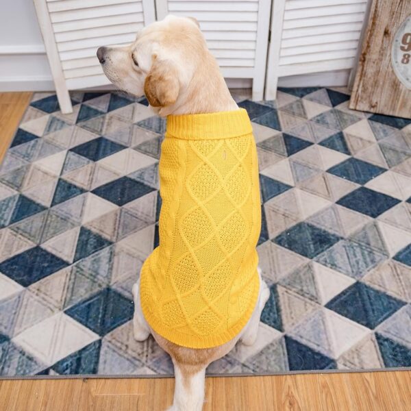 Mihachi Turtleneck Dog Sweater - Winter Coat Apparel Classic Cable Knit Clothes with Leash Hole for Cold Weather, Ideal Gift for Pet in New Year - Image 6