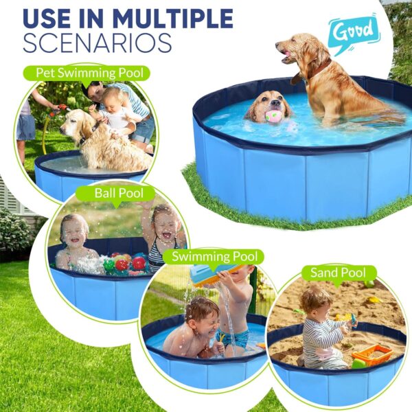 Dog Pool, Foldable Pet Swimming Pool with 6mm High-Strength PP Board, Hard Plastic Collapsible Doggy Pools for Small Dogs Kitty Duck,Non-Slip Doggie Bathtub Quick to Set Up and Drainage Hole(32x8in) - Image 7