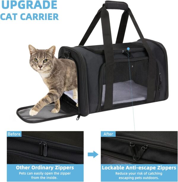 Pet Carrier Airline Approved Soft Cat Carriers for Medium Cats Small Cats, Dog Carriers for Small Dogs, TSA Approved Pet Carrier for Cats Dogs, Small Dog Carrier Puppy Carrier-Black - Image 2