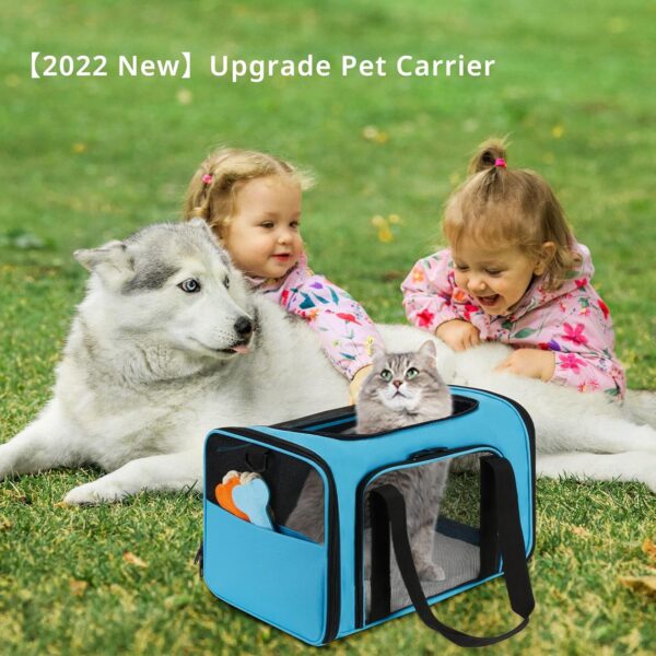 Cat Carrier Airline Approved Dog Carrier for Medium Dogs, Soft Side Cat Carriers for Small Cats under 15 with Upgrade Zippers, Collapsible Pet Carrier for Cat and Puppy (Medium-Blue) - Image 7