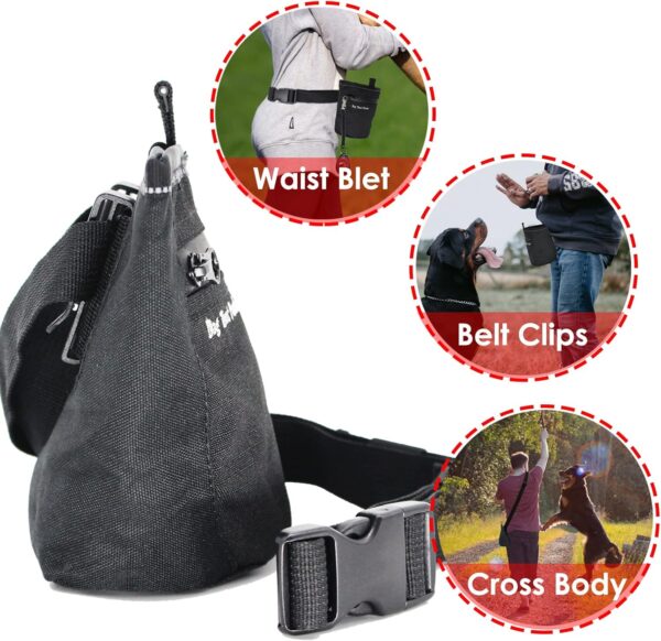 Dog Treats Training Pouch, Magnetic Closure Dog Treat Bag with Training Clicker, Doggie Puppy Snack Reward Bags Bait Pouches Dog Treat Carrier Holder with Waist Belt - Image 3