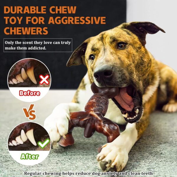 Dog Chew Toys for Aggressive Chewers Indestructible Dog Toys,Bacon Flavored,Tough Dog Bone Toys for Medium/Large breed Dogs, Best Extreme Chew Toys to Keep Them Busy - Image 3