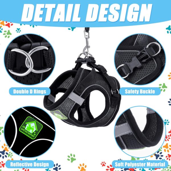 6 Pcs Small Dog Harness with Retractable Leash and Bowknot Pet Collar Set Soft Mesh Padded Vest Harness 10 FT Pet Walking Leash with Anti Slip Handle Adjustable Puppy Collar for Dog Cat (M) - Image 2