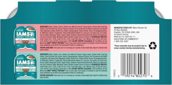 IAMS Perfect Portions Indoor Wet Cat Food with Salmon and Tuna Recipe Variety Pack, Easy Peel Twin-Pack Trays, Pack of 12 (24 Total Servings) - Image 14