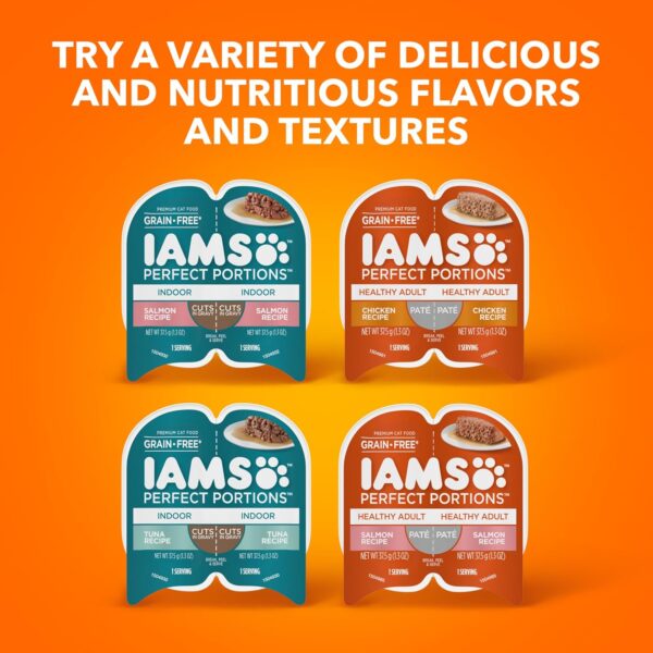 IAMS Perfect Portions Indoor Wet Cat Food with Salmon and Tuna Recipe Variety Pack, Easy Peel Twin-Pack Trays, Pack of 12 (24 Total Servings) - Image 10