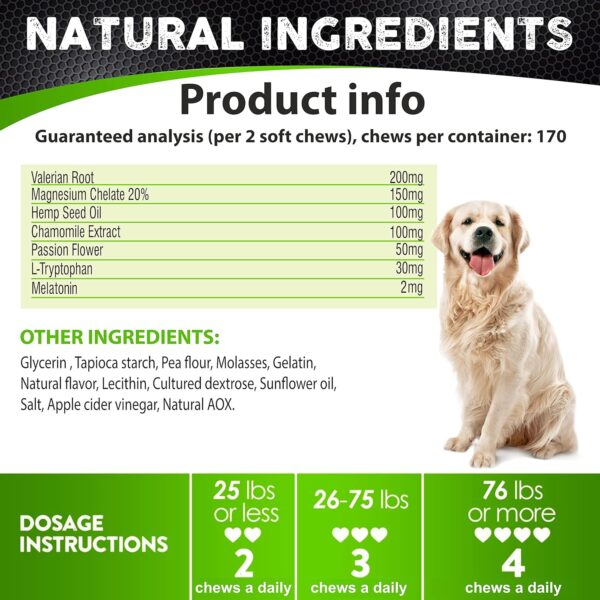 Hemp Calming Chews for Dogs with Anxiety and Stress - 170 Dog Calming Treats - Storms, Barking, Separation - Valerian Root - Melatonin - Hemp Oil - Dog Anxiety Relief - Made in USA | Soft Chews - Image 6