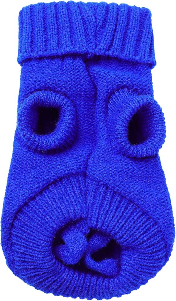 uxcell Small Dog Sweater Thick Twisted Knit Pullover Turtleneck Pet Dog Clothes Apparel, Soft Winter Warm Dog Sweater for Small Medium Puppy Dogs Cats(Blue, XX-S)