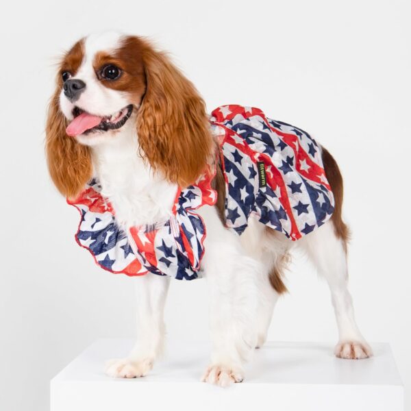 Fitwarm 4th of July Dog Dress, Patriotic Stars Dog Clothes for Small Dogs Girl, Ruffled Dog Princess Dress, Pet Outfit, Red, Blue, White, XXS - Image 3