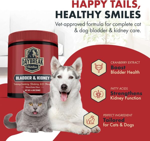 Bladder and Kidney Relief for Dogs & Cats by Daybreak Nutrition | Powder Cranberry Supplement for Dogs and Cat for UTI Treatment & Urinary Support | Dog & Cat Urinary Tract Infection Remedy Supplement - Image 3