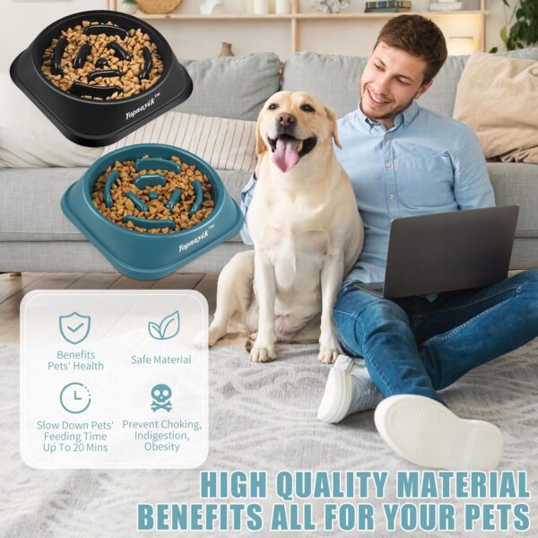 Slow Feeder Dog Bowls 2PCS, Anti-Slip Maze Puzzle Dog Feeding Bowls, Anti-Chocking and Interactive Dog Food Bowls, Bloat Stop Dog Bowls for Small and Medium Dogs and Cats (Black and Navy Blue) - Image 5