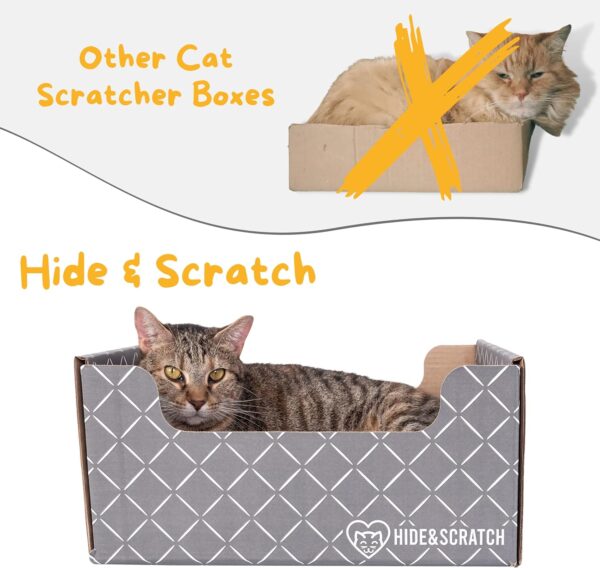 Hide & Scratch Extra-Large Heavy Duty Cardboard Cat Scratcher Box and Cat Bed with Refillable Scratch Pad - Image 5