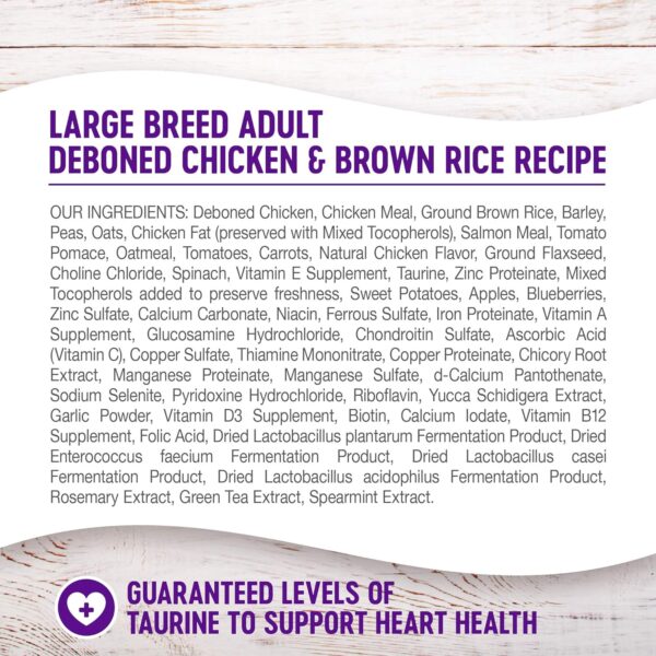 Wellness Complete Health Large Breed Adult Dry Dog Food, No Corn or Wheat, Made in USA with Real Meat, Natural Ingredients, Glucosamine, Probiotics & Omega Fatty Acids (30-Pound Bag) - Image 4