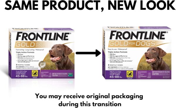 FRONTLINE Gold Flea & Tick Treatment for Large Dogs Up to 45 to 88 lbs., Pack of 3 - Image 2