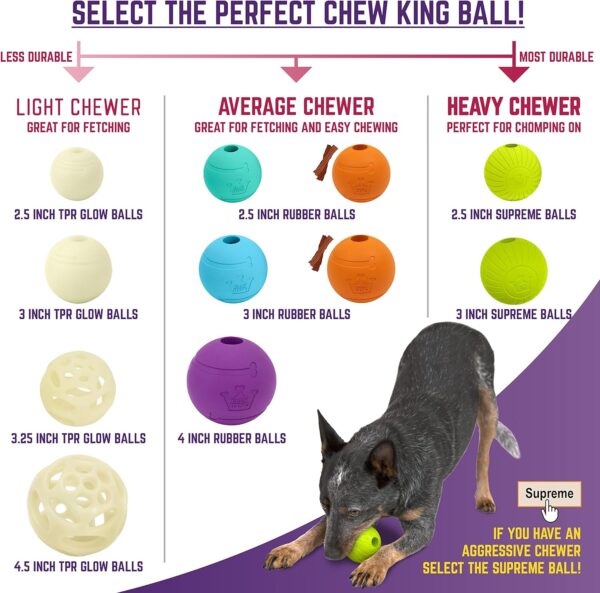 Chew King Fetch Balls Extremely Durable Natural Rubber Toy 3 inch Balls - Pack of 3 (CM-0263-CS01) - Image 3