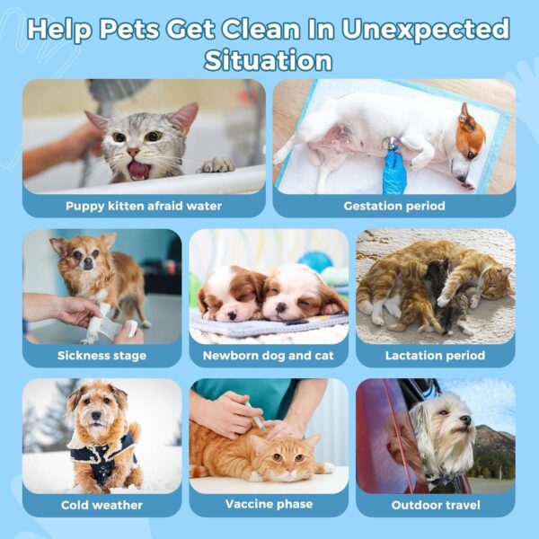 Pet Bathing Wipes for Dogs & Cats, Cleaning & Deodorizing Grooming Gloves, Nourish Fur Glove Wipes for Daily Care and Traveling, Rinse Free，6 PCS - Image 9