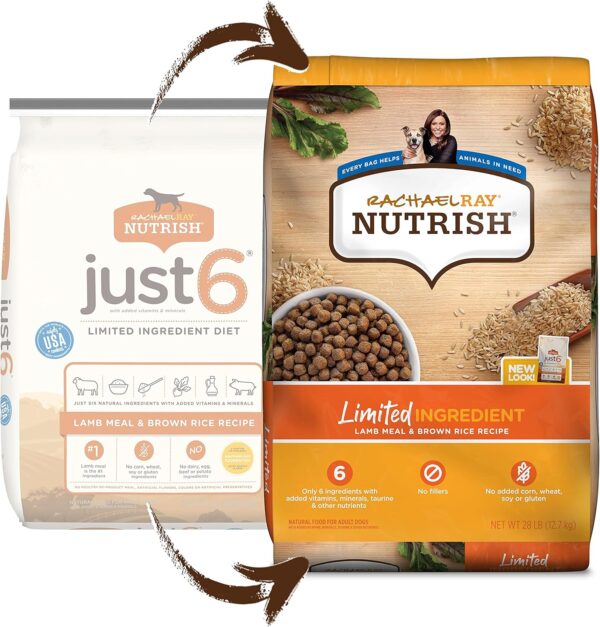 Rachael Ray Nutrish Limited Ingredient Dog Food, Lamb Meal & Brown Rice Recipe, 28 lb. Bag - Image 2