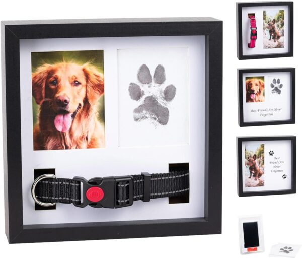 Memorial Picture Frame for Pets - Remembrance for Dogs & Cats - Shadow Box with Collar - Keepsake Tribute for Sympathy