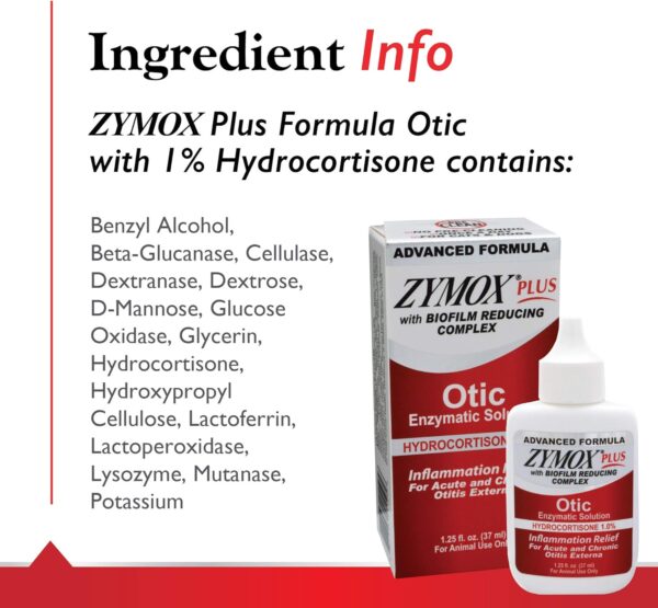 Zymox Advanced Formula Otic Plus Enzymatic Ear Solution for Dogs and Cats with 1% Hydrocortisone, 1.25oz - Image 5