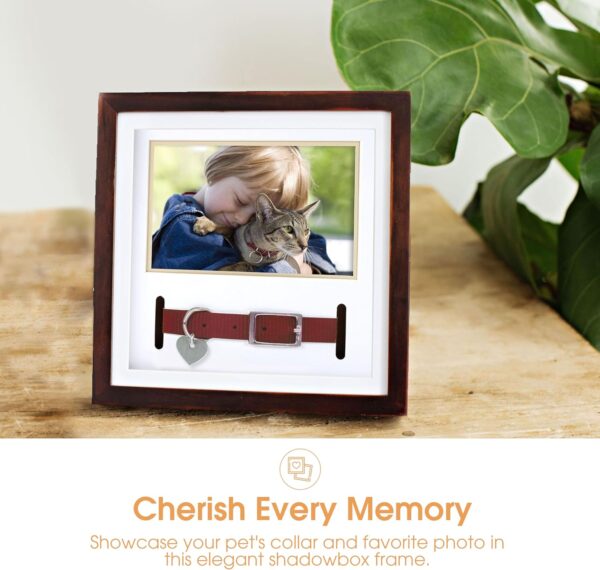 Pearhead Pet Collar Keepsake Frame - Dual Display Memorial Keepsake for Cat & Dog Collars, Wall Mount or Tabletop, Ideal Gift and Home Decor for Pet Owners, 3" x 4.5" Photo Insert, Espresso - Image 3