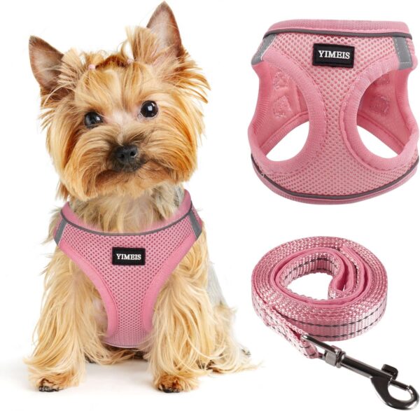 Dog Harness for Small Dogs, Small Dog Harness and Leash Set, Honeycomb Grid, Reflective Lightweight Harness & Anti-Twist Pet Lead,Dog Harness(Multi Color, Size: XS-S-M) (XS, Pink)