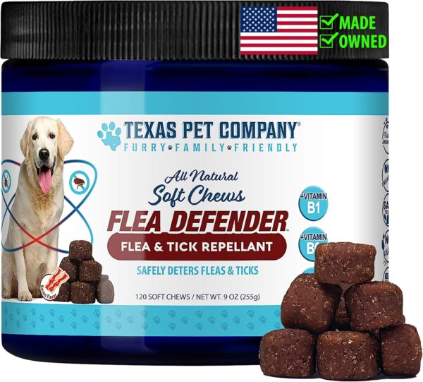 Flea and Tick Prevention for Dogs Chewables Supplement - Made in USA - Natural Flea & Tick Control for Dogs - Oral Flea Pills for Dogs - Flea Defense - All Breeds & Ages