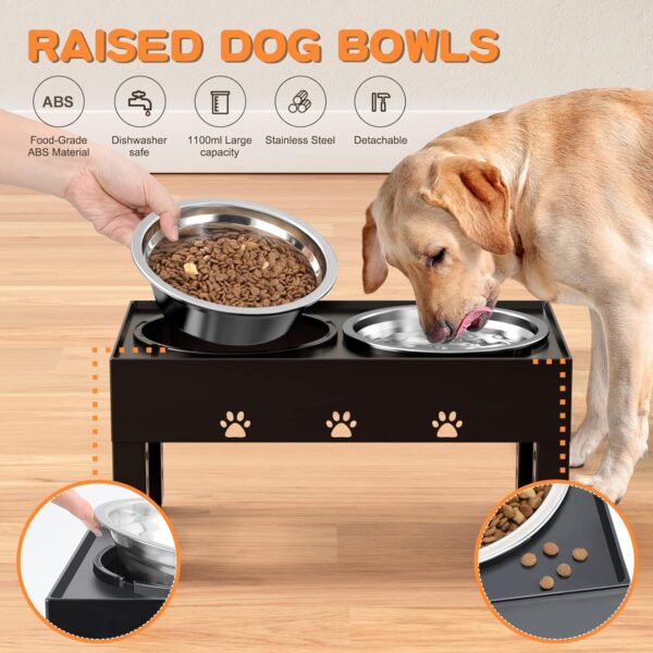 Elevated Dog Bowls 5 Height Adjustable with 2 Stainless Steel Dog Food Bowls Stand Non-Slip No Spill Dog Dish Raised Dog Bowl Adjusts to 3.1”, 9”, 10”, 11”, 12” for Medium Large Dogs - Image 4