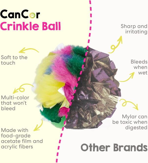 Cat Crinkle Balls 1.5 Inch (12-Pack) - Mini Crinkle Cat Toys for Indoor Cats - Multi-Color Cat Crinkle Toy - Canadian-Made Crinkle Balls for Cats - Image 6