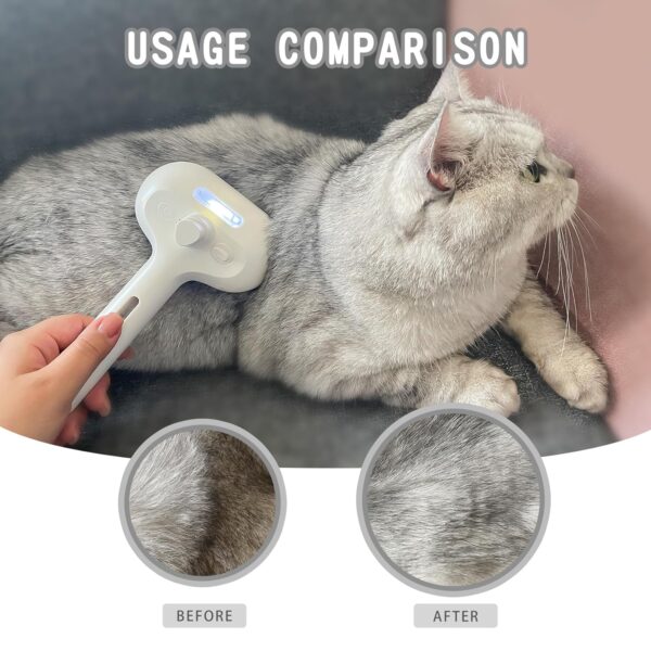 Spray Cat Brush for Shedding - Water Brush for Cats and Dogs - Pet Hair Removal Comb with Water Tank and Release Button - Steamy Cat Brush - Pet Spray Hair Comb (White) - Image 3