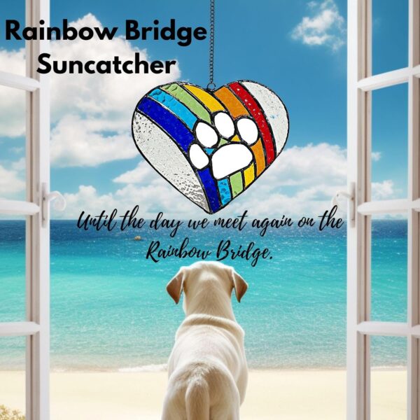 Stained glass Dog Memorial Gifts for Loss of Dog, pet memorial gifts for dogs, Paw Prints Forever in Our Hearts, Rainbow Bridge Dog Memorial gifts,dog passing away gifts - Image 6