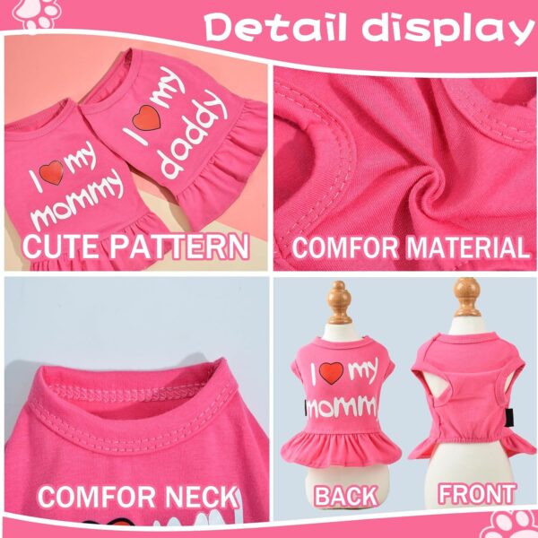 2 Pieces Dog Dresses for Small Dogs Girl Spring Summer Dog Clothes for Chihuahua Yorkie I Love My Mom/Daddy Cute Dog Tutu Skirt Puppy Dresses Pet Cat Apparel (Small) - Image 4