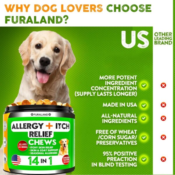 Dog Allergy Relief Chews - Dog Itch Relief - Omega 3 Fish Oil + Probiotics - Itchy Skin Relief - Seasonal Allergies - Anti Itch Support & Hot Spots - Immune Supplement for Dogs - Image 5