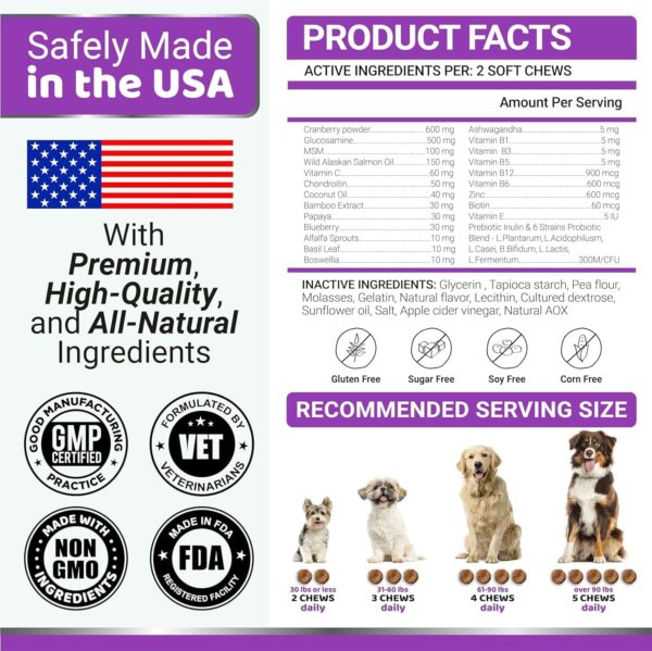 2-Pack Dog Multivitamin Chewable with Glucosamine - Dog Vitamins and Supplements - Senior & Puppy Multivitamin for Dogs - Hip & Joint Support - Immune Health, Skin, Heart, Digestion, Probiotics - Image 6