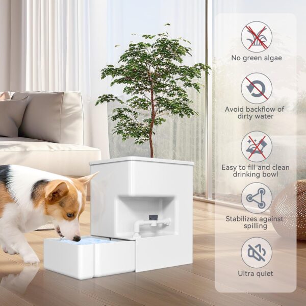 Automatic Pet Water Dispenser 8L gravity Waterer Ultra Quiet Top Fill Dog Water Bowl Dispenser for Cats Puppies Large Dogs No Spill Water Feeder Moss-Free 2.11Gal - Image 3