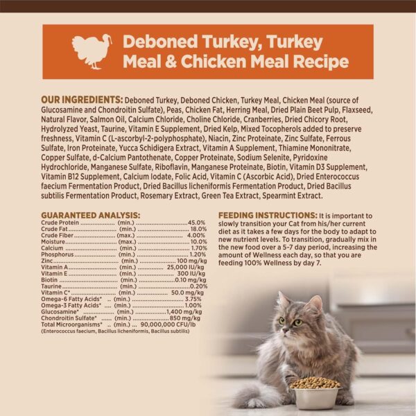 Wellness CORE High Protein Grain-Free Adult Dry Cat Food, Original Formula Turkey, Turkey Meal & Chicken Recipe, 11 Pound Bag - Image 7