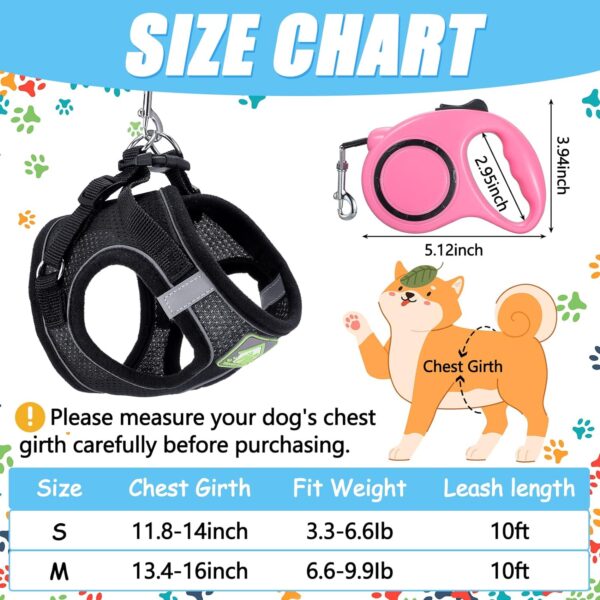 6 Pcs Small Dog Harness with Retractable Leash and Bowknot Pet Collar Set Soft Mesh Padded Vest Harness 10 FT Pet Walking Leash with Anti Slip Handle Adjustable Puppy Collar for Dog Cat (M) - Image 6