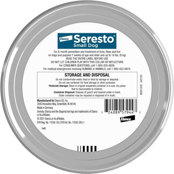 Seresto Small Dog Vet-Recommended Flea & Tick Treatment & Prevention Collar for Dogs Under 18 lbs. | 2 Pack - Image 2