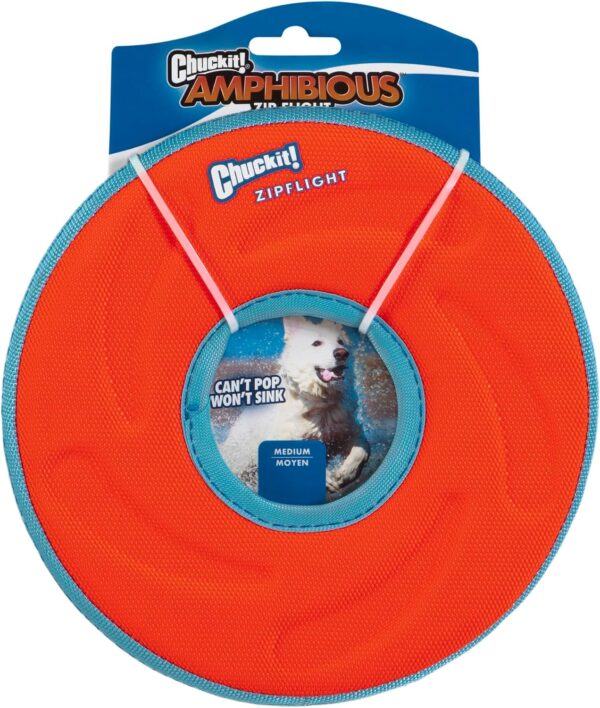 Chuckit Zipflight Flying Disc Dog Toy, Medium (8.5"), Orange And Blue - Image 3