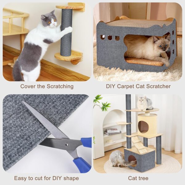 Cat Scratching Mat 118" x 15.8" Trimmable Cat Scratching Carpet Mat Large Self-Adhesive DIY Cat Scratch Roll Cat Tree Shelves Replacement Mat Pad for Cat Tree Shelves Couch Furniture Protector - Image 5