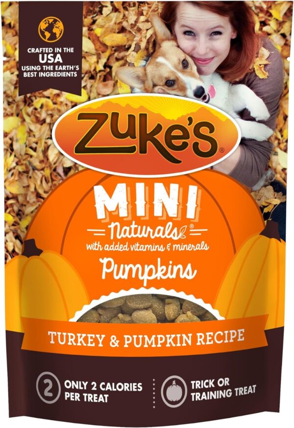 Zukes Mini Naturals Pumpkins Dog Training Treats Turkey and Pumpkin Recipe, Soft Dog Treats